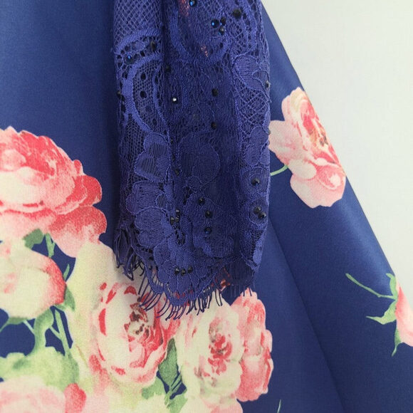 Sheri Hill Two Piece Floral Skirt Lace Top Size S/M - Picture 4 of 16